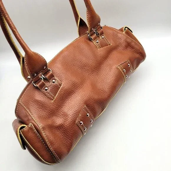 SOLD Cole Haan Village Spos Leather Barrel Bag Vtg 80s Vibe Country - Picture 6 of 11